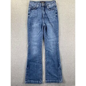Judy Blue Split Hem Slim Bootcut Jeans 7/28 Medium Blue Wash Western Denim